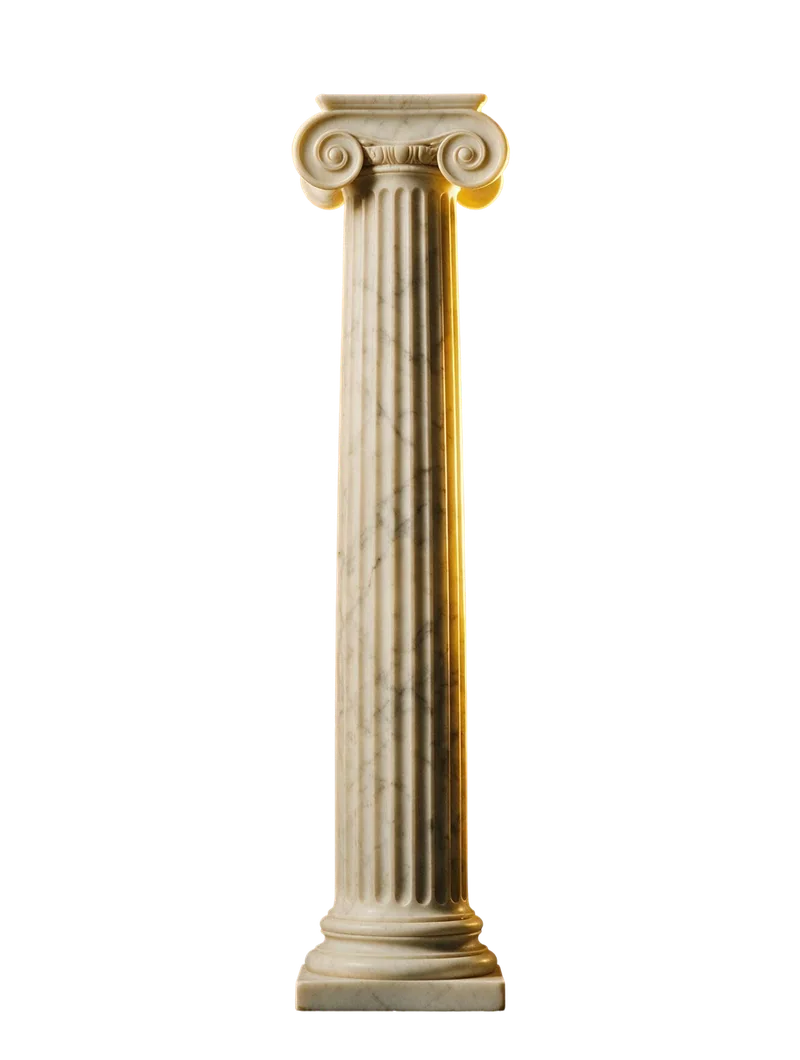 Iónský mramorový sloup, symbol stabilního základu